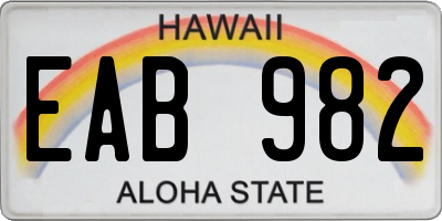 HI license plate EAB982