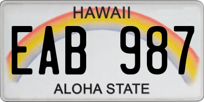 HI license plate EAB987