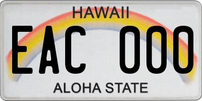 HI license plate EAC000