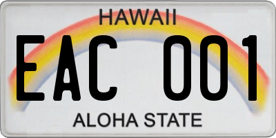 HI license plate EAC001