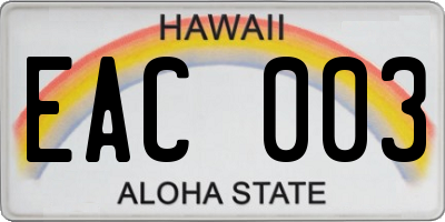 HI license plate EAC003
