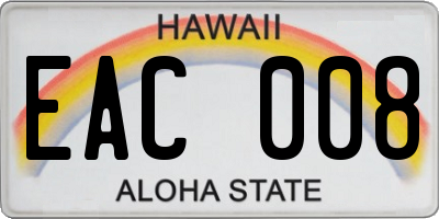 HI license plate EAC008