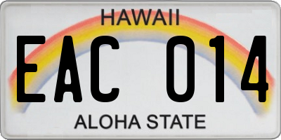 HI license plate EAC014