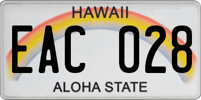 HI license plate EAC028