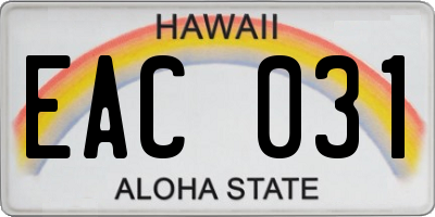 HI license plate EAC031