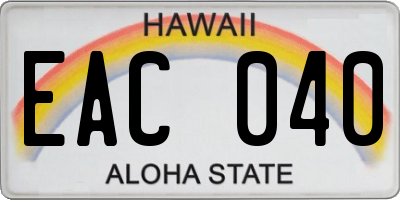 HI license plate EAC040