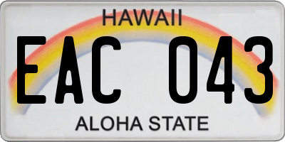 HI license plate EAC043