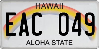 HI license plate EAC049