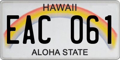 HI license plate EAC061
