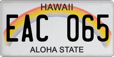 HI license plate EAC065