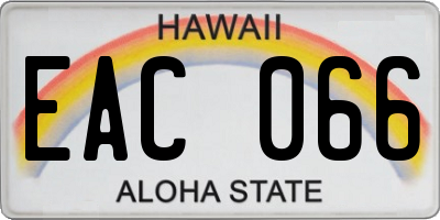 HI license plate EAC066