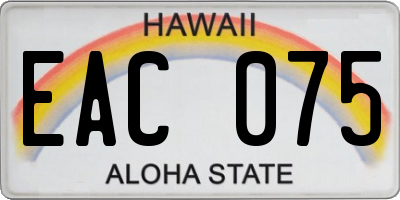 HI license plate EAC075