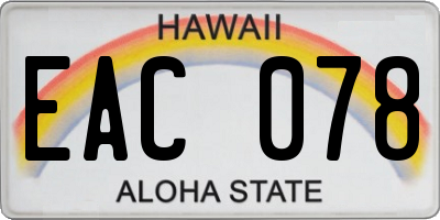 HI license plate EAC078