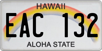 HI license plate EAC132