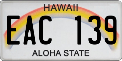 HI license plate EAC139