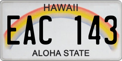 HI license plate EAC143