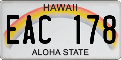 HI license plate EAC178
