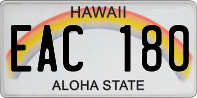 HI license plate EAC180