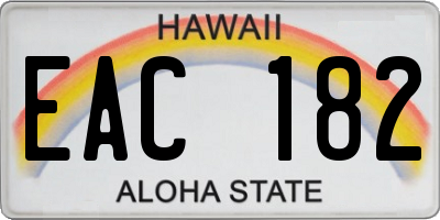 HI license plate EAC182