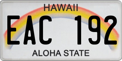 HI license plate EAC192
