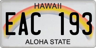 HI license plate EAC193