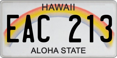 HI license plate EAC213