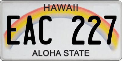 HI license plate EAC227
