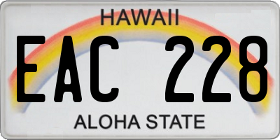 HI license plate EAC228