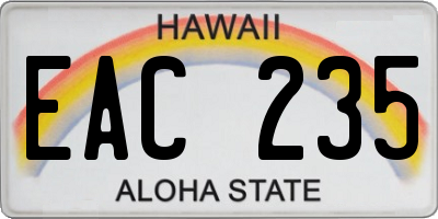 HI license plate EAC235
