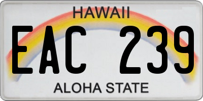 HI license plate EAC239