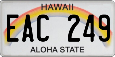 HI license plate EAC249