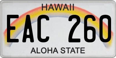 HI license plate EAC260