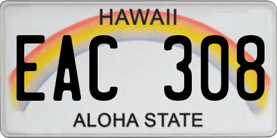 HI license plate EAC308