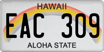 HI license plate EAC309