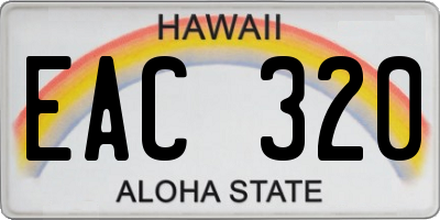 HI license plate EAC320