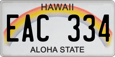 HI license plate EAC334