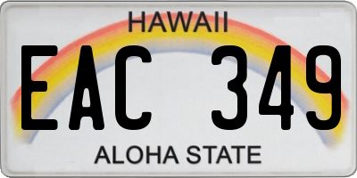 HI license plate EAC349
