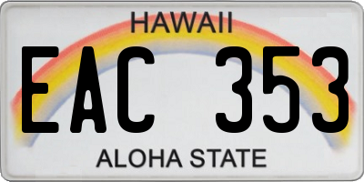 HI license plate EAC353
