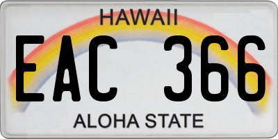 HI license plate EAC366