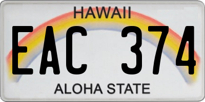HI license plate EAC374