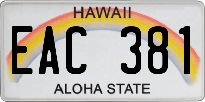 HI license plate EAC381