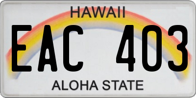 HI license plate EAC403