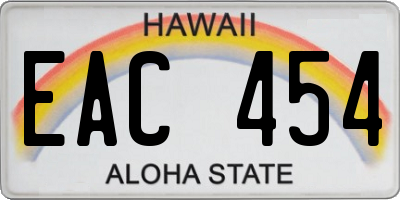HI license plate EAC454