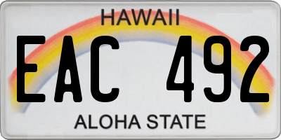 HI license plate EAC492