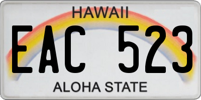 HI license plate EAC523