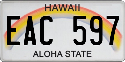 HI license plate EAC597