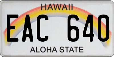 HI license plate EAC640