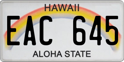 HI license plate EAC645