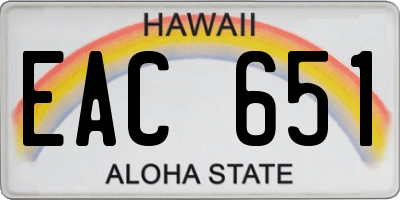 HI license plate EAC651