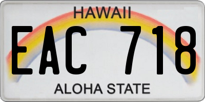 HI license plate EAC718